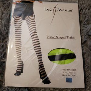 Legs Avenue brand green and black striped tights
